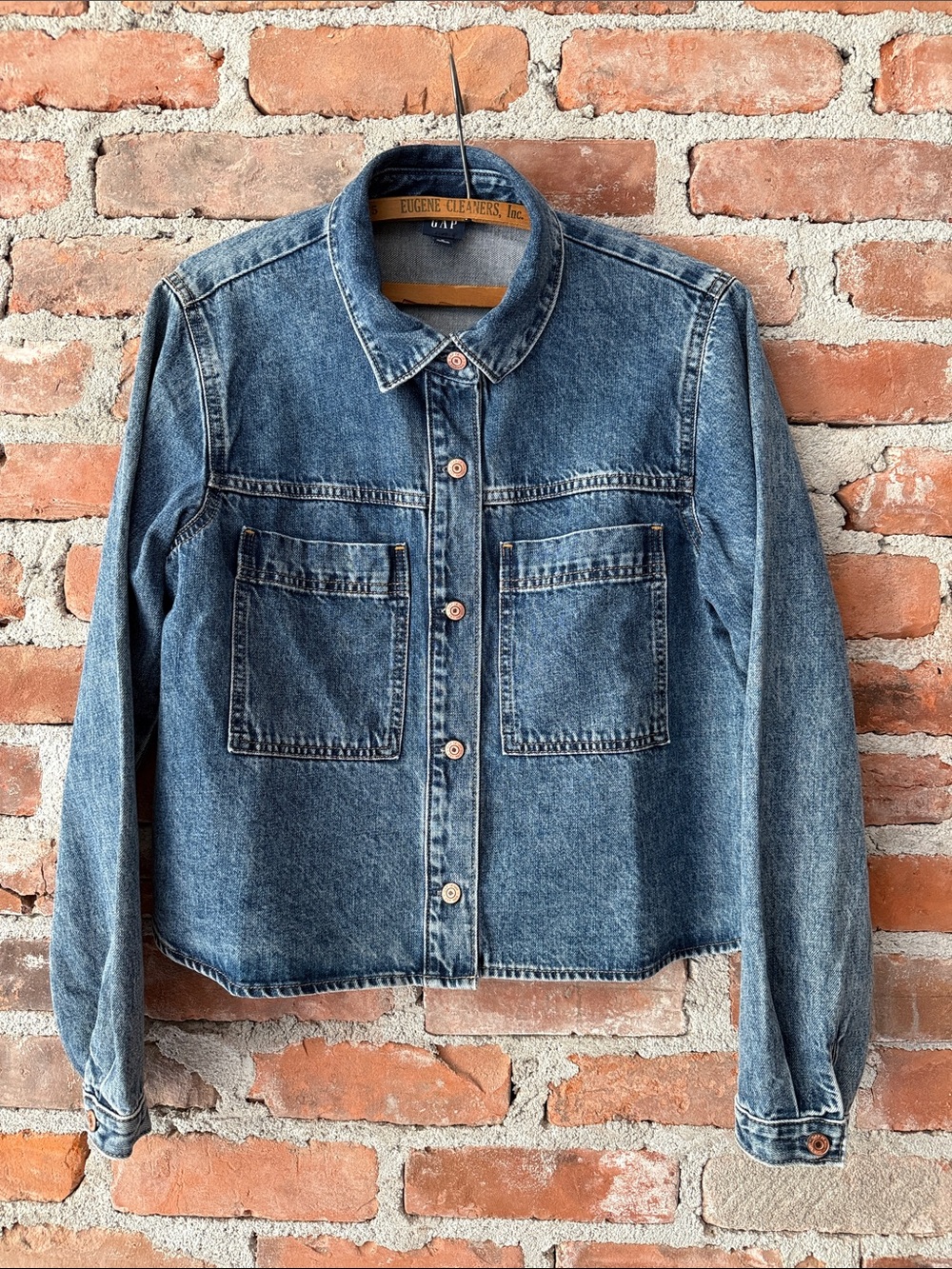 GAP | Blue Washed Denim Button-Front Shirt Jacket